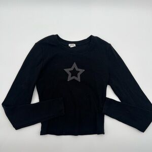 Garage Black Long Sleeve Crop Top with Star